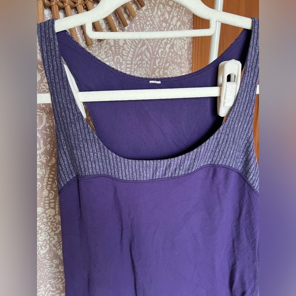 Lululemon Run First Base Workout Tank Top in Grape Purple with Back Stripes - Picture 2 of 6